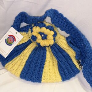 Handgemaakte tas 008 (blue/yellow)
