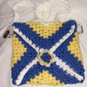 Handgemaakte tas 009 (blue/yellow)