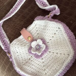 Handgemaakte tas 007 (white/lila)